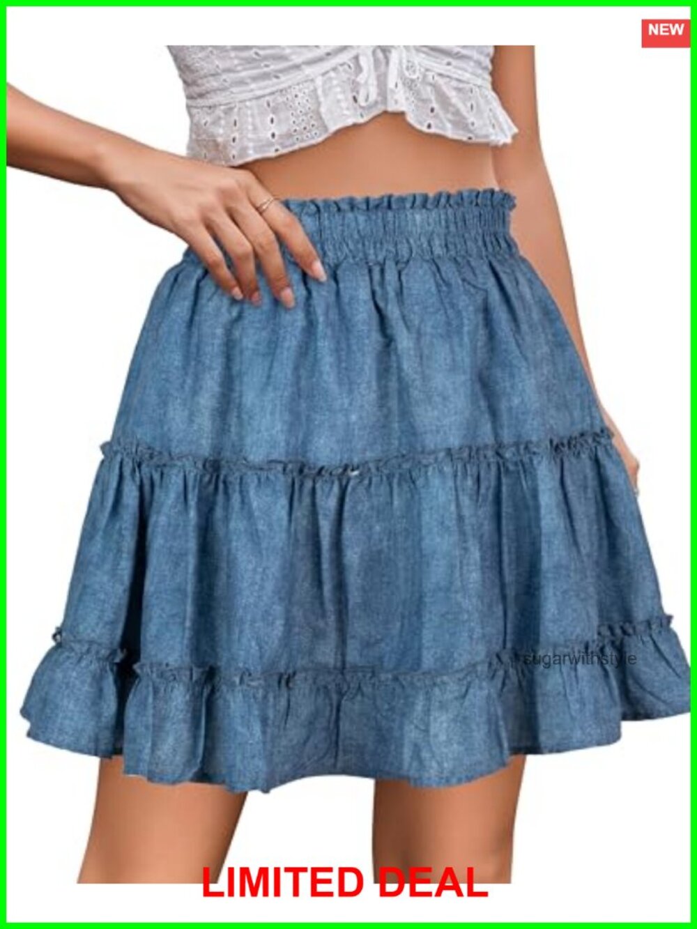 Women's Cotton Blend Ruffle Mini Skirt High Waist A-Line Flowy